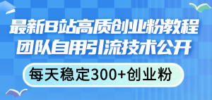 (11661期)最新B站高质创业粉教程,团队自用引流技术公开,每天稳定300+创业粉-聊项目