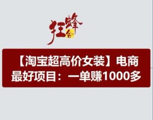 淘宝超高价女装项目,电商最好赛道,一单赚1000多-聊项目