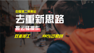 去重新思路,详细教你自媒体视频二剪搬运技术,自己加工双重去重100%过原创-聊项目