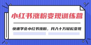 (11762期)2024小红书涨粉变现训练营,快速学会小红书涨粉,月入十万轻松变现(40节)-聊项目