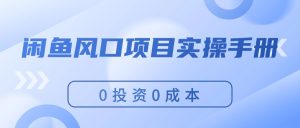(11923期)闲鱼风口项目实操手册,0投资0成本,让你做到,月入过万,新手可做-聊项目