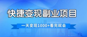 (11932期)快捷变现的副业项目,一天变现1000+,各平台最火赛道,看完就会-聊项目