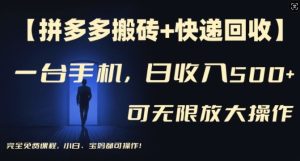 【拼多多搬砖+快递回收】一台手机,日入500+,多号矩阵收益无上限,小白宝妈都可操作-聊项目