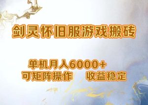 (12471期)网游剑灵打金搬砖,单机月入6000+,可矩阵操作,收益稳定。-聊项目