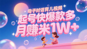 AI生成母子对话育儿类视频,起号快爆款多,小白宝妈轻松学,多渠道变现,月赚米1W+-聊项目