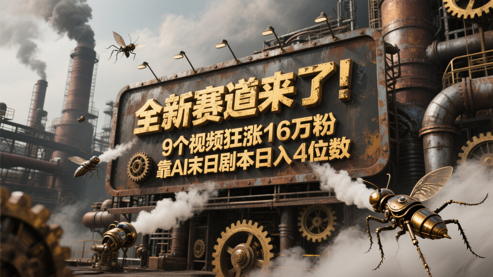 全新赛道来了！9个视频狂涨16万粉，靠AI末日剧本日入4位数，评论区爆肝追更！-聊项目