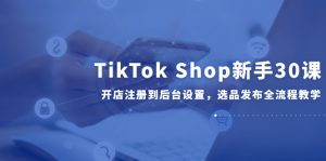 TikTok Shop新手30课，开店注册到后台设置，选品发布全流程教学-聊项目