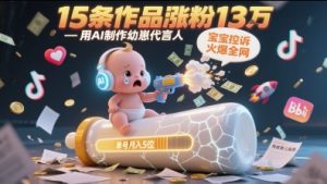 用AI制作幼崽代言人,宝宝的控诉火爆全网,15条作品涨粉13W,单号月入5位数实操教程-聊项目