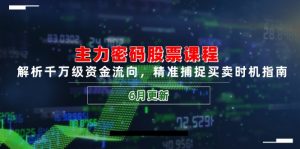 主力密码股票课程,解析千万级资金流向,精准捕捉买卖时机指南(6月更新-聊项目