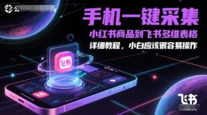 手机一键采集小红书商品到飞书多维表格，详细教程，小白应该很容易操作-聊项目