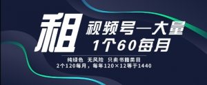 租视频号,一个60每月,2个120.纯绿色、无风险,常年租【揭秘】-聊项目