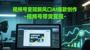 视频号变现新风口AI爆款创作-视频号带货变现-聊项目