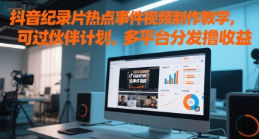 抖音纪录片热点事件视频制作教学，可过伙伴计划，多平台分发撸收益-聊项目