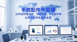 手机配件外贸课,从市场环境分析,平台开店,erp操作等,从零开始手机配件生意-聊项目