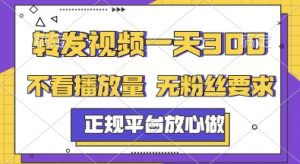 转发视频一天3张+，正规平台放心做，不看播放量，无粉丝要求，随时随地挣收益【揭秘】-聊项目