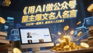 用AI做公众号流量主爆文名人名言，10分钟一篇爆文，最高月入5位数-聊项目