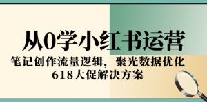 从0学小红书运营，笔记创作流量逻辑，聚光数据优化，618大促解决方案-聊项目