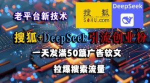 搜狐+DeepSeek引流创业粉,老平台新技术,一天发满50篇广告软文,拉爆搜索流量-聊项目