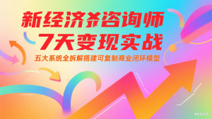 新经济咨询师 7 天变现实战:五大系统全拆解搭建可复制商业闭环模型-聊项目