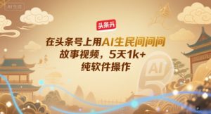 在头条号上用AI生民间故事视频,5天1k+,纯软件操作-聊项目