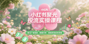 小红书聚光投流实操课程，聚光广告投放、数据分析、做高效低成本获客-聊项目