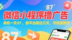 微信小程序看广告，单机一天87，新平台刚出几天，可批量操作，日入5张-聊项目