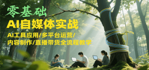 零基础AI自媒体实战,AI工具应用/多平台运营/内容制作/直播带货全流程教学-聊项目