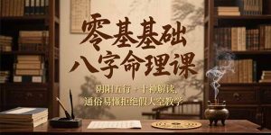 零基础八字命理课，阴阳五行+十神解读，通俗易懂拒绝假大空教学-聊项目