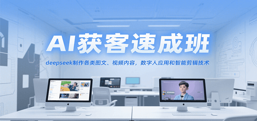 AI获客速成班，deepseek制作各类图文、视频内容，数字人应用和智能剪辑技术-聊项目