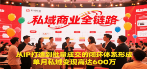 私域商业全链路,从IP打造到批量成交的闭环体系形成,单月私域变现600万-聊项目