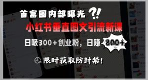 首富圈内部曝光小红书垂直图文引流新课,日吸300+创业粉,日入8张+,限时获取防封禁-聊项目