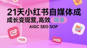 21天小红书自媒体成长变现营,高效 简单 AIGC SEO SOP-聊项目