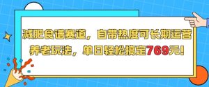 减肥食谱赛道,自带热度可长期运营,养老玩法,单日轻松搞定769-聊项目