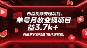 西瓜视频变现项目,单号月收益3.7k+,有播放就有收益(附详细教程)-聊项目