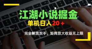 江湖小说掘金，单机日入10-20+，全自动软件操作，完全解放双手，矩阵放大收益无上限-聊项目