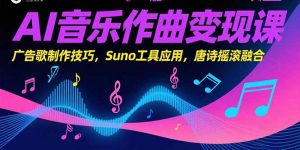 AI音乐作曲变现课,广告歌制作技巧,Suno工具应用,唐诗摇滚融合-聊项目