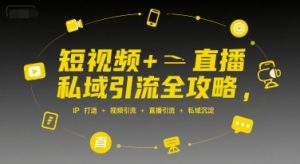 短视频+直播私域引流全攻略,IP打造 +视频引流 +直播引流 +私域沉淀-聊项目