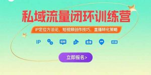 私域流量闭环训练营：IP定位方法论，短视频创作技巧，直播转化策略-聊项目