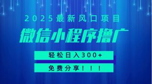 微信小程序撸广,最新风口项目,日入300+ 免费分享 可批量操作 小白可轻松上手!!-聊项目