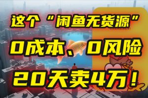 别再瞎忙了!这个“闲鱼无货源”玩法,0成本、0风险,我20天卖4万!-聊项目