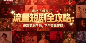 流量短剧全攻略：素材下载技巧，爆款剪辑手法，平台变现策略-聊项目