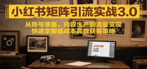 小红书矩阵引流3.0,从账号准备、内容生产到流量变现,快速掌握低成本高效获客策略-聊项目