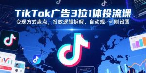 TikTok广告3位1体投流课，变现方式盘点，投放逻辑拆解，自动规则设置-聊项目