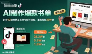 AI制作爆款书单,抖音42粉丝博主书单号制作拆解,单条视频28W赞-聊项目