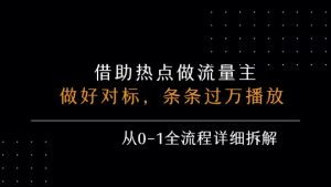 借力热点，乘顺风车玩流量主，条条过万播放， 每月收益5k+，从0-1全流程详细拆解-聊项目