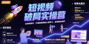 短视频破局实操营,业余到高手,打造短视频核心竞争力,实现商业闭环-聊项目