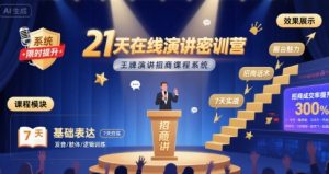 21天在线演讲密训营,王牌演讲招商课程系统-聊项目