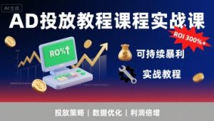AD投放教程课程实战课,实现广告ROI300%+可持续暴利-聊项目