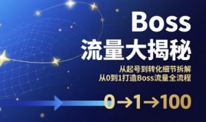 Boss流量大揭秘,从起号到转化细节拆解,从0到1打造Boss流量全流程-聊项目