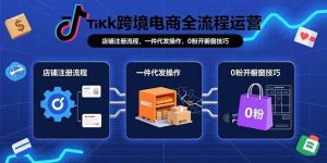 TikTok跨境电商全流程运营:店铺注册流程,一件代发操作,0粉开橱窗技巧-聊项目